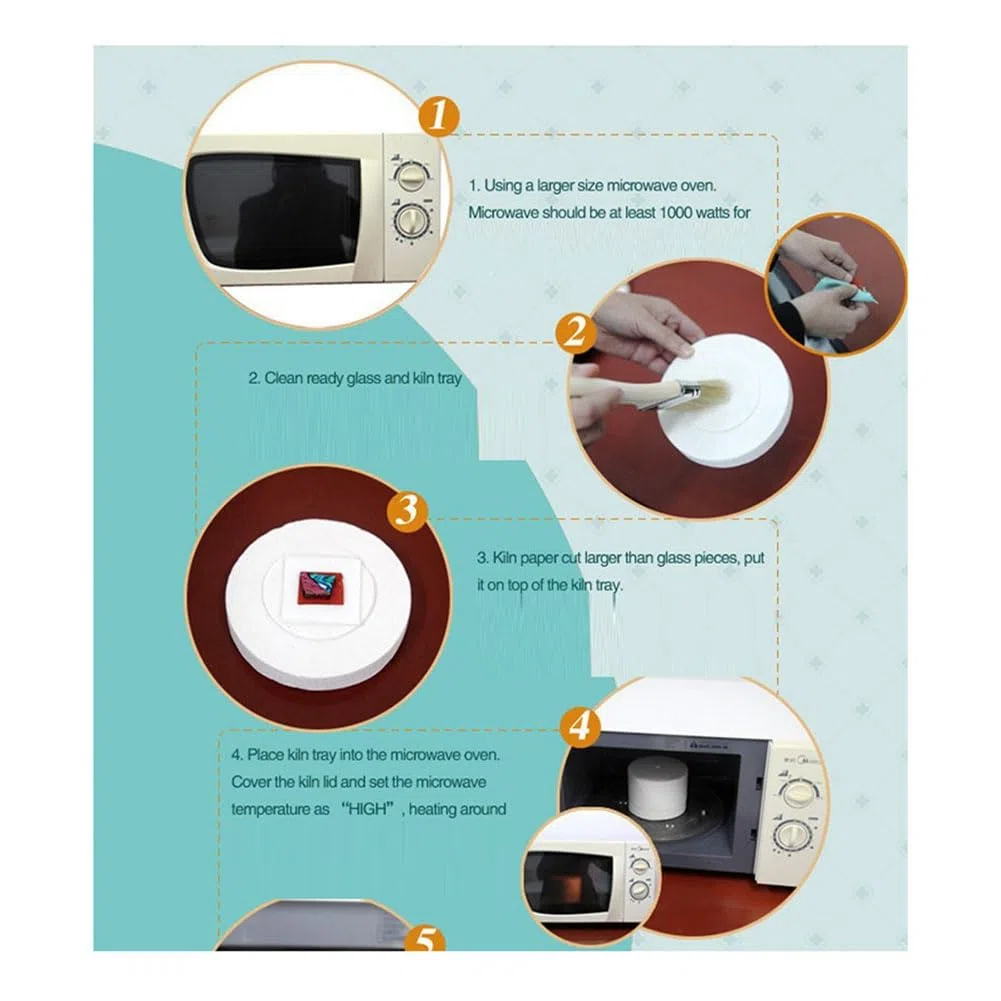 Forno A Microonde per Vetrofusione in Ceramica Fusework Approssimativamente 12x8.3CM Kit Professionale per Vetrofusione A Microonde
