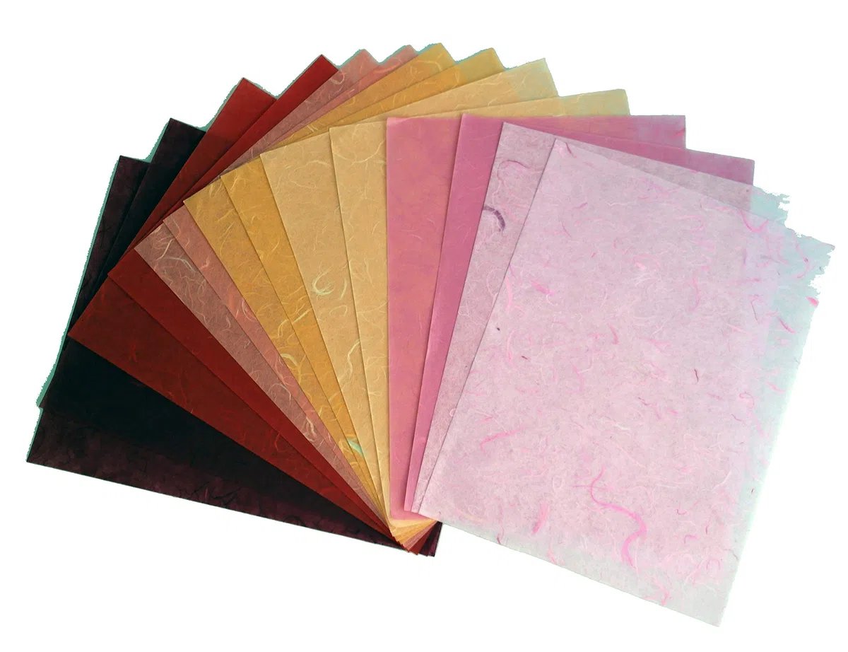 65 fogli di carta di gelso 21 x 28 cm design artigianale fatto a mano arte tessuto Giappone origami Washi vendita all'ingrosso fornitori Unryu prodotti fabbricazione carta fatta a mano design disegni