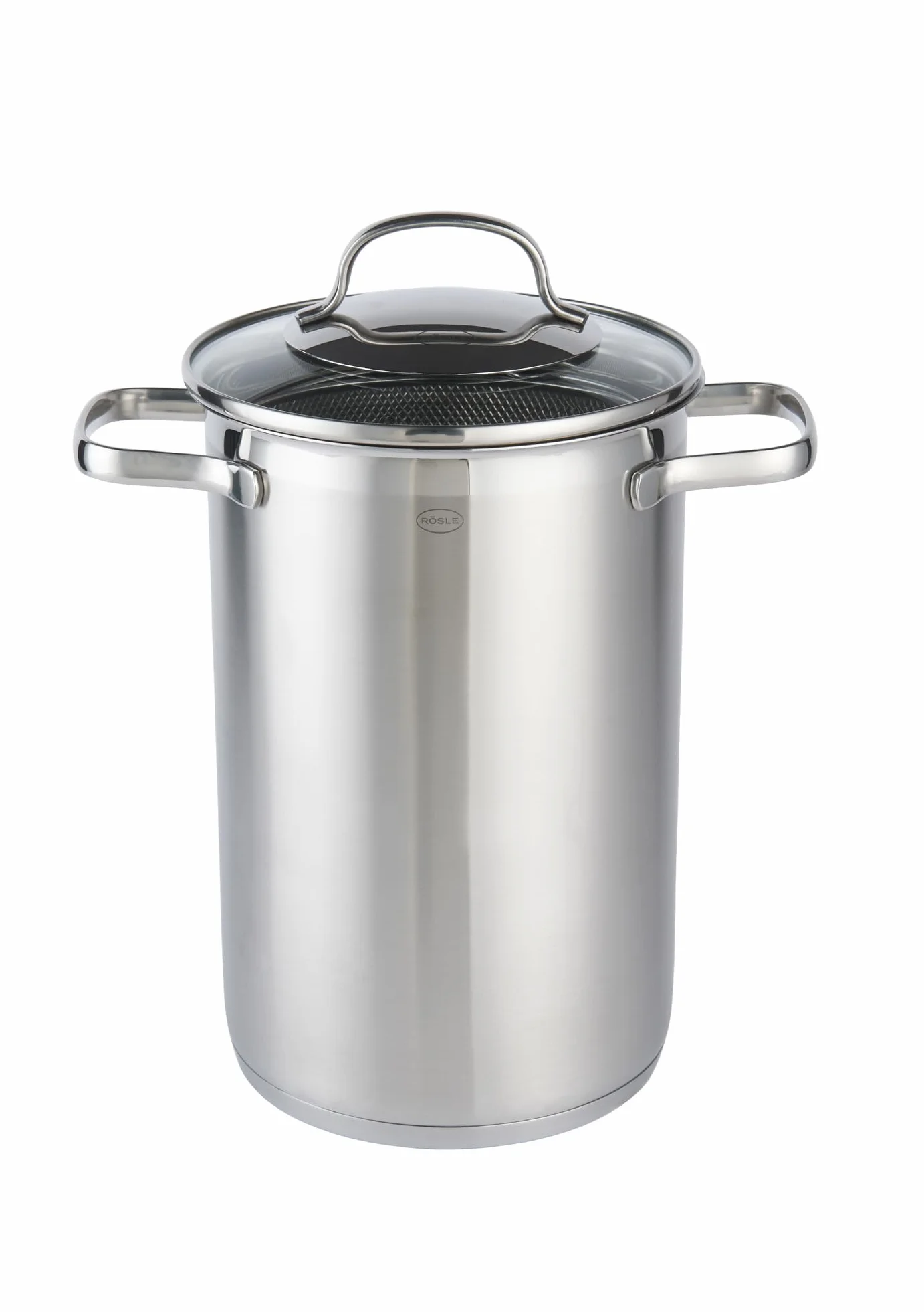 RÖSLE ELEGANCE pentola per la pasta e asparaghiera, per la preparazione di pasta e verdure, 4,5 litri, acciaio inox 18/10, con scolapasta, adatta ai piani cottura a induzione e alla lavastoviglie