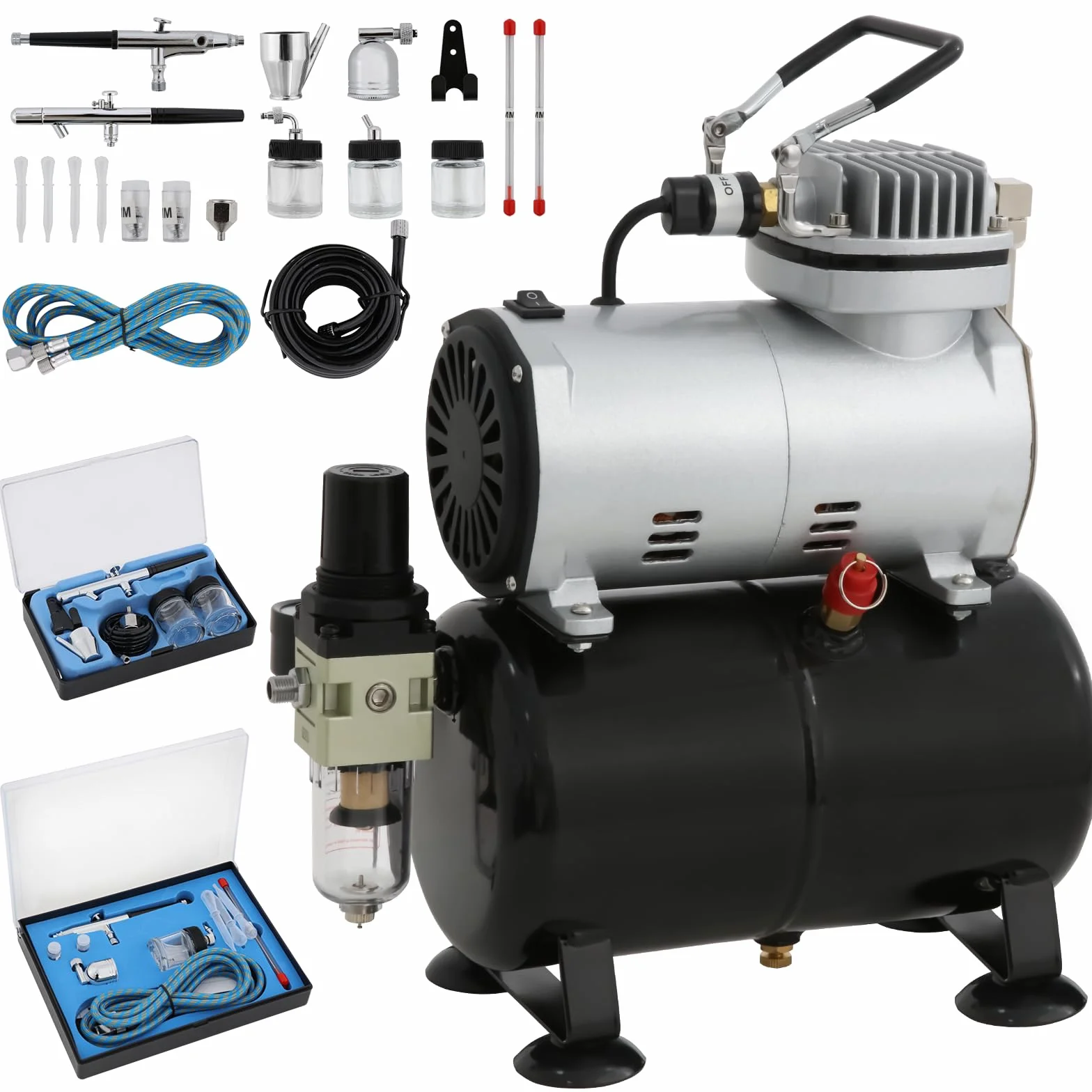 Kit aerografo e compressore Con pistola a doppia azione,pertain nail art, Airbrush colorazione abbigliamento, colorazione cosmetici,Airbrush tatuaggio, tatuaggio