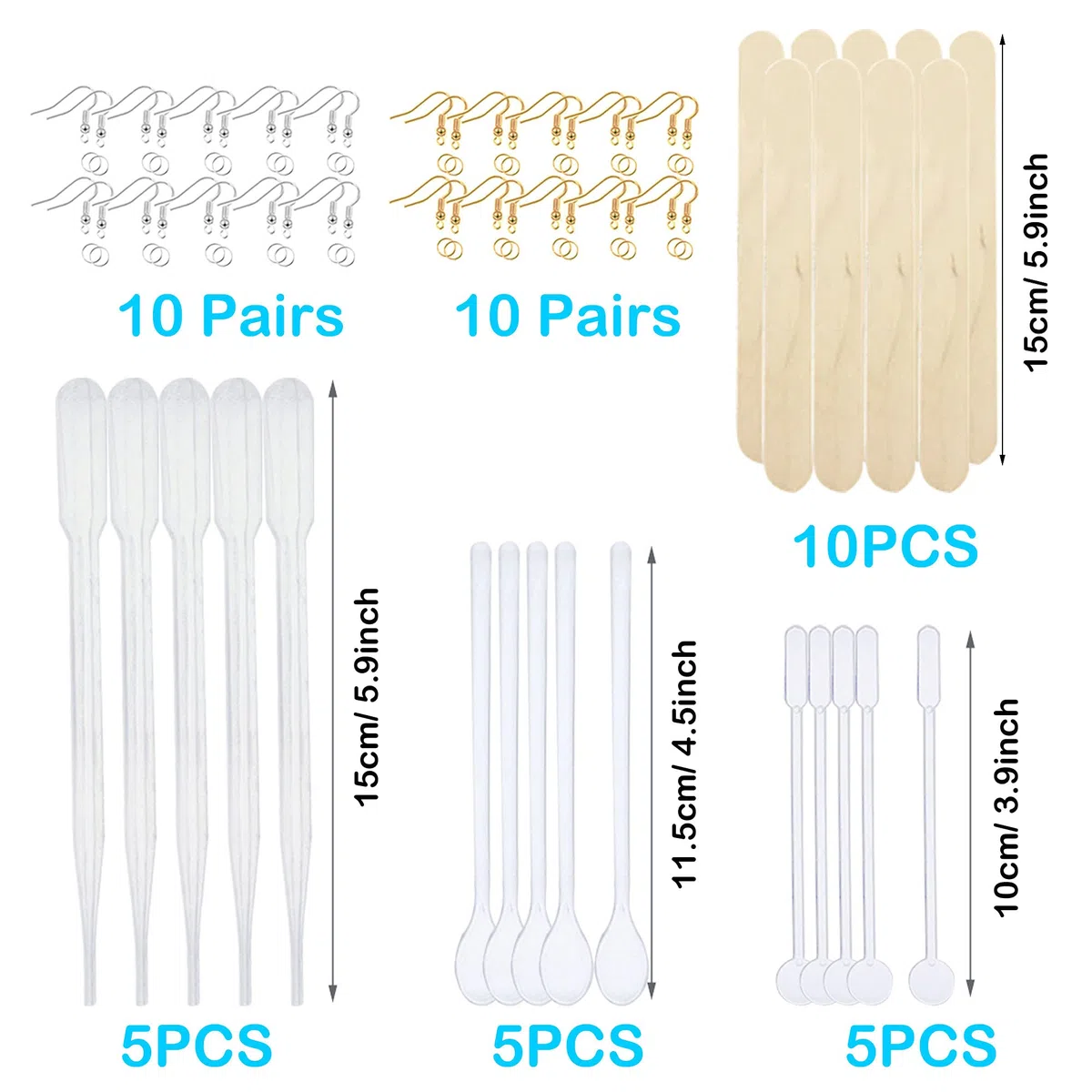 Woohome 54 Pz Stampo in Resina Siliconica Orecchino, Forcina Stampi in Silicone per Resina, Fermagli, Gancio per L'orecchio per DIY Forcina Gioielli Hair Clip Orecchino Resin Mold