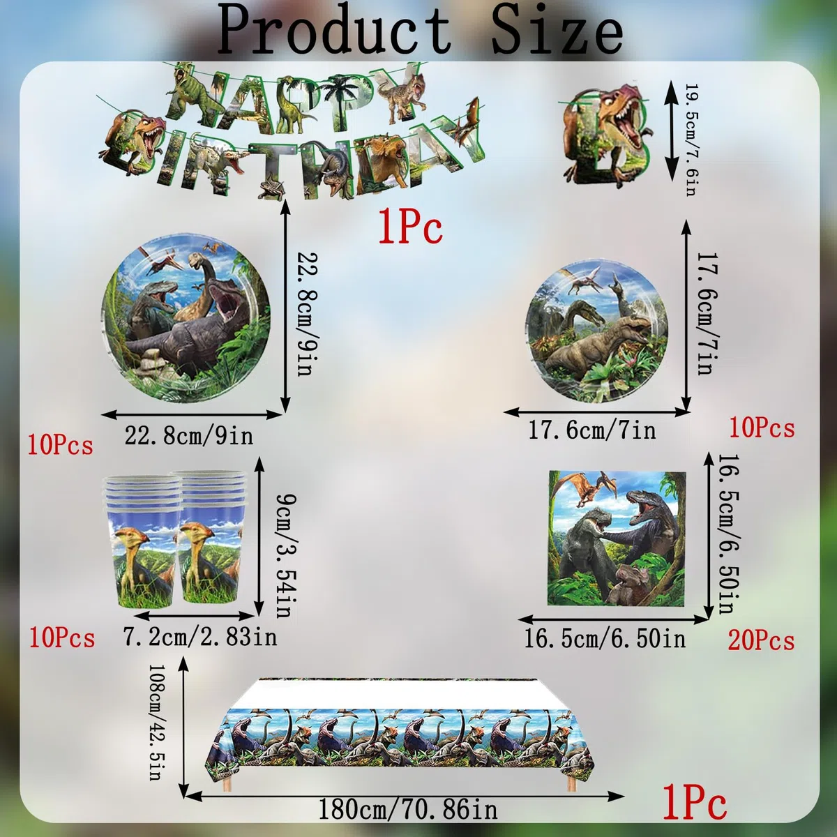 73 Pezzi Dinosauri Stoviglie per Feste di Compleanno，Addobbi Compleanno Dinosauri，Tovaglia, Piatti di Carta，Adatto a 10 persone