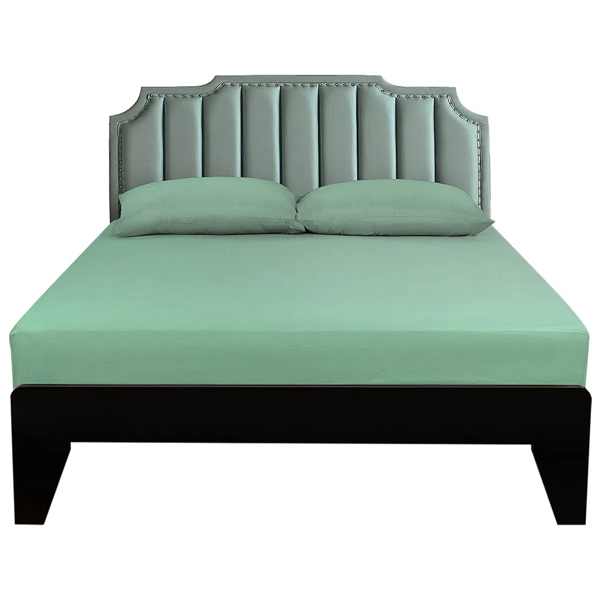 Lirex Lenzuolo Piatto, 150 x 200 cm 100% Cotone 300 Fili Morbido Traspirante Fitted Sheet, Verde Chiaro