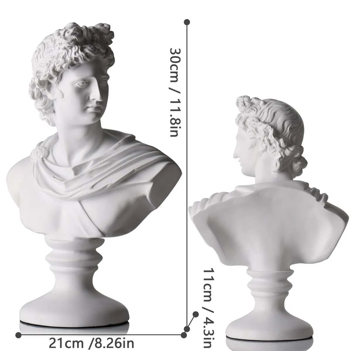 XMGZQ 30cm Statua Decorativa a Forma di Busto di Apollo,David Statue di Resina,Decorazione Classica Della Mitologia Greca Romana,Soprammobile Modern Sculture,David Statuetta Decorative Casa
