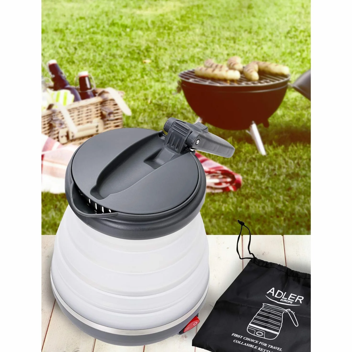 ADLER Bollitore in metallo 1,7 l, sistema STRIX, 2200 W, bianco