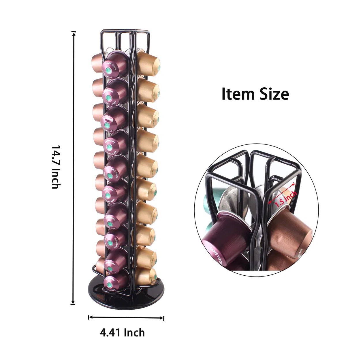 SEVENLINE Supporto per cialde di caffè compatibile con cialde Nespresso originali, organizer per 40 capsule (nero)