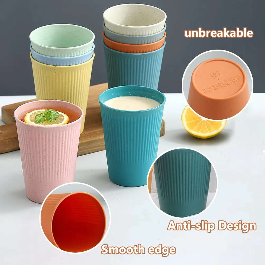 Set di 10 tazze infrangibili riutilizzabili, in plastica, per caffè, tè, acqua, birra, latte, succo, per adulti, lavabili in lavastoviglie e adatte al microonde