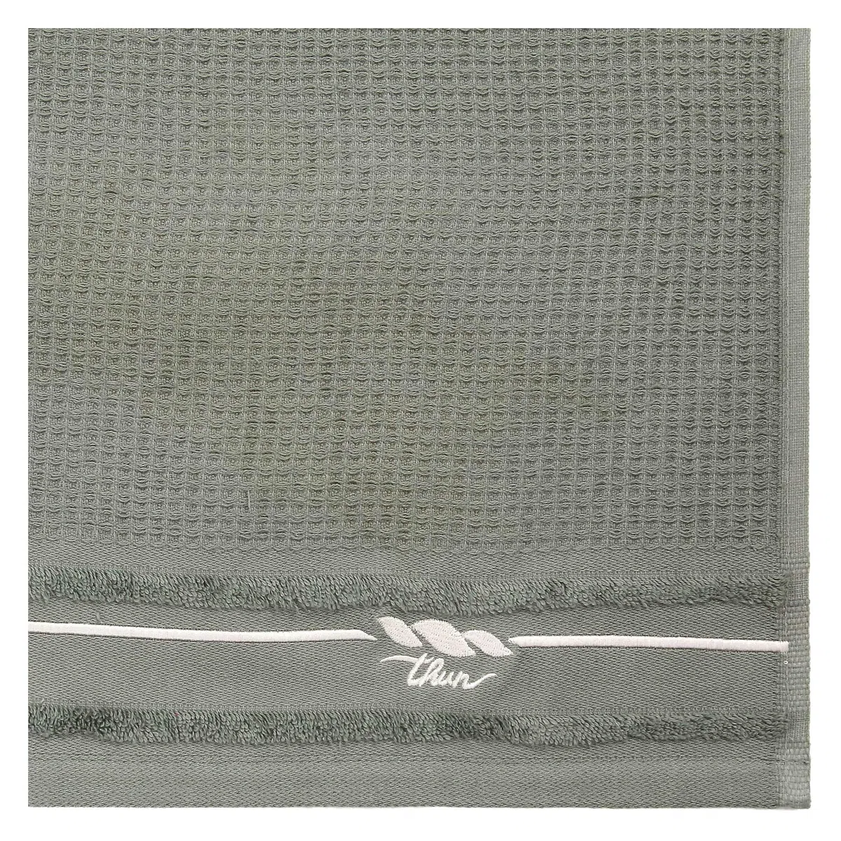 THUN Set 2 asciugamani, verde, 100% cotone, Collezione Country Bloom, t40 x 60, 60 x 100 cm