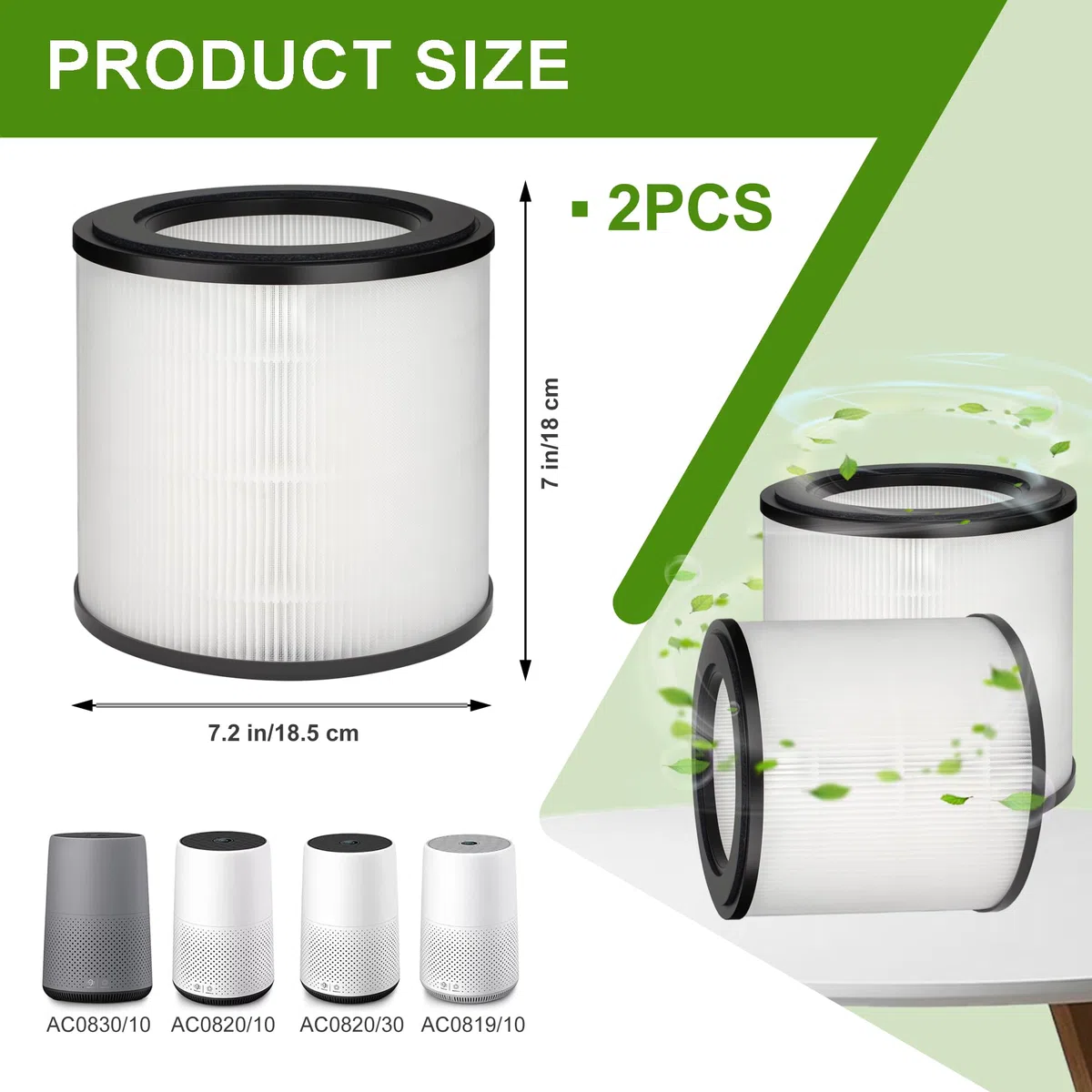 2 filtri di ricambio HEPA compatibili, Per Philips Purificatore Aria, Per Philips purificatore d'aria serie 800 AC0820/30 AC0819/10 AC0830/10 AC0820/10,Per Purificatore d Aria FY0194/ 30 e FY0293/30