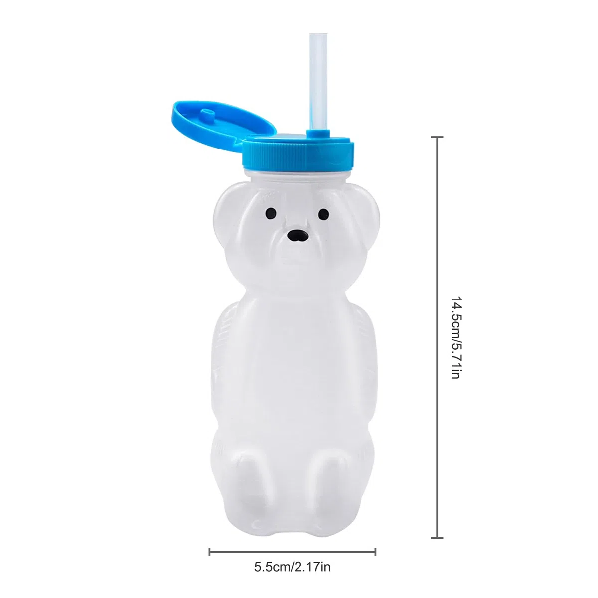 Confezione da 2 bicchieri con cannuccia a forma di orso, spremibili, riutilizzabili, per uso alimentare e senza BPA, contenitori per bevande terapeutiche e bisogni speciali, con 2 cannucce e
