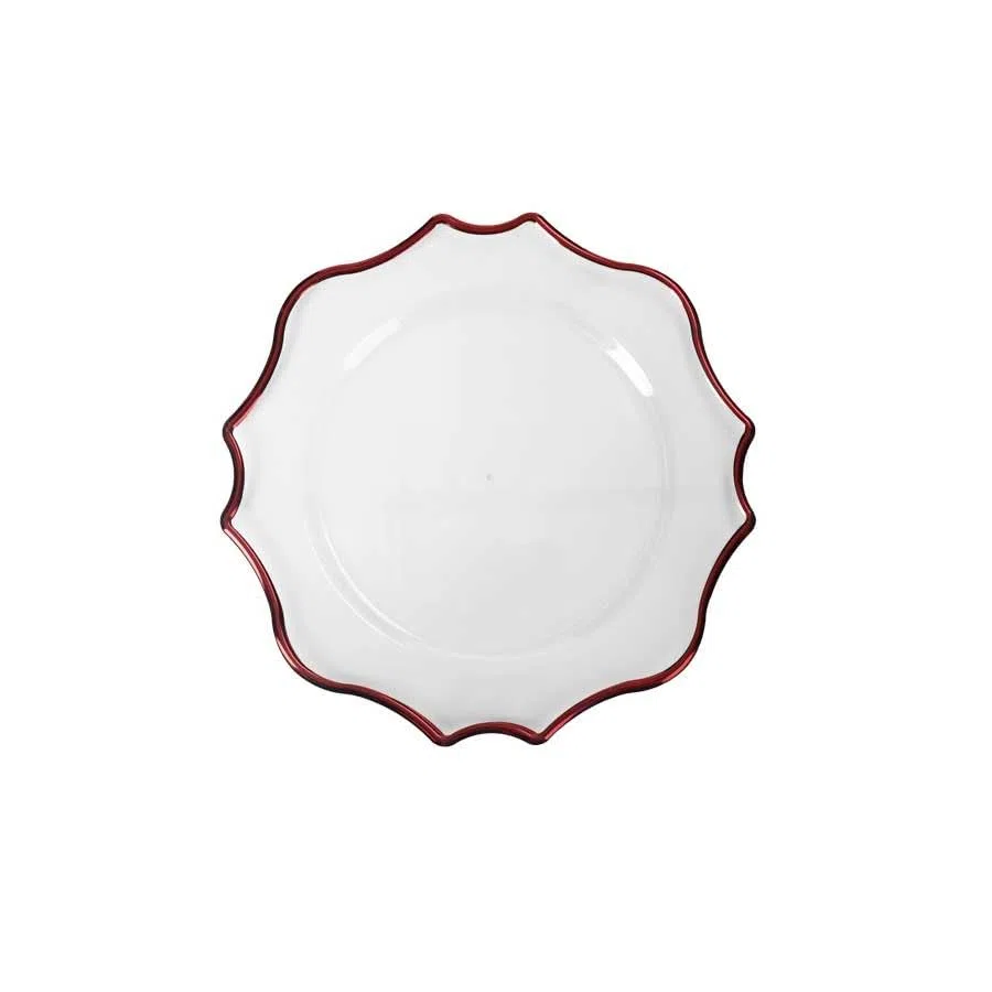 BRANDANI Sottopiatto Smart 33cm Set 4 Pezzi Trasparente Bordo Rosso
