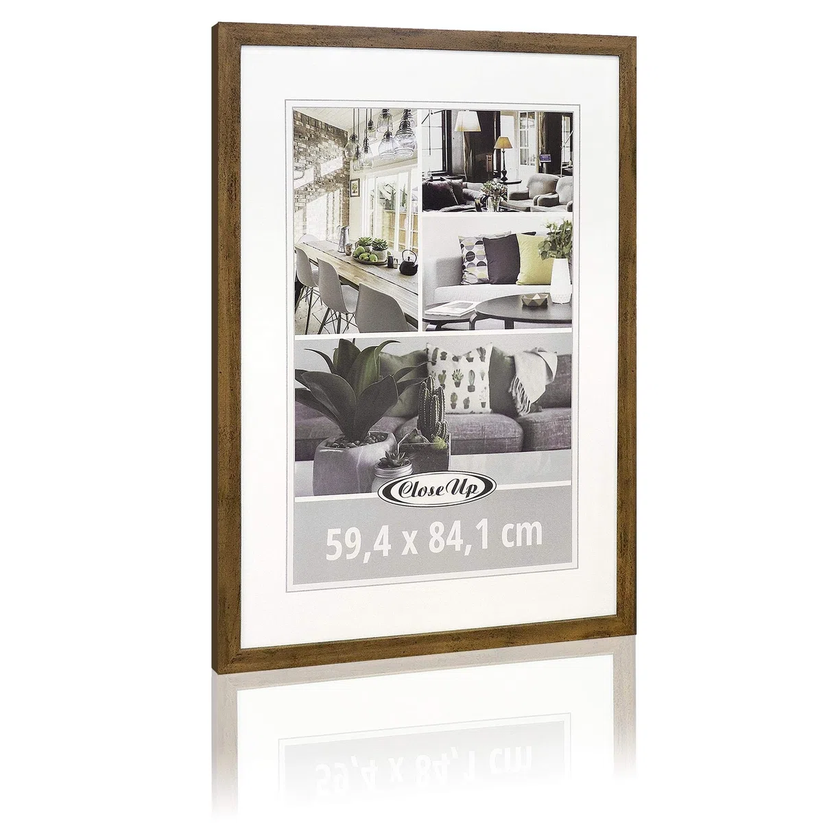 Close Up - Cornice per poster, 59,4 x 84 cm, formato DIN A1, decorazione in legno di rovere scuro
