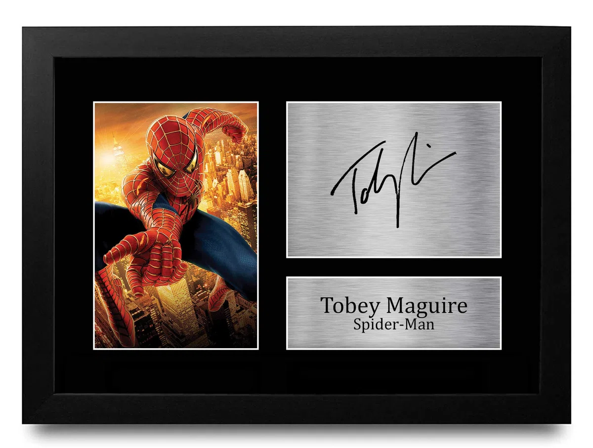 HWC Trading FR A4 Tobey Maguire Spider-man Regali Stampato Firmato Autografo Foto per gli appassionati di cinema - A4 incorniciato