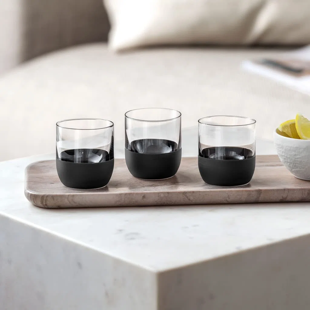 Villeroy & Boch - Manufacture Rock bicchierino da shot, bicchierino da liquore set da 4 pz., cristallo con fondo nero opaco, capacità 40 ml