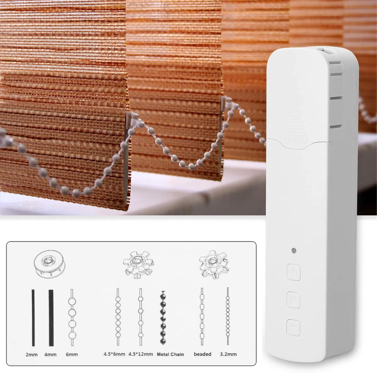 Tuya WIFI M515EGWT Motore per tende con perline Smart Draw Smart Home Vita domestica Hotel Motori per tende elettriche Controllo APP mobile Telecomando Controllo vocale Silenzioso Compatibile