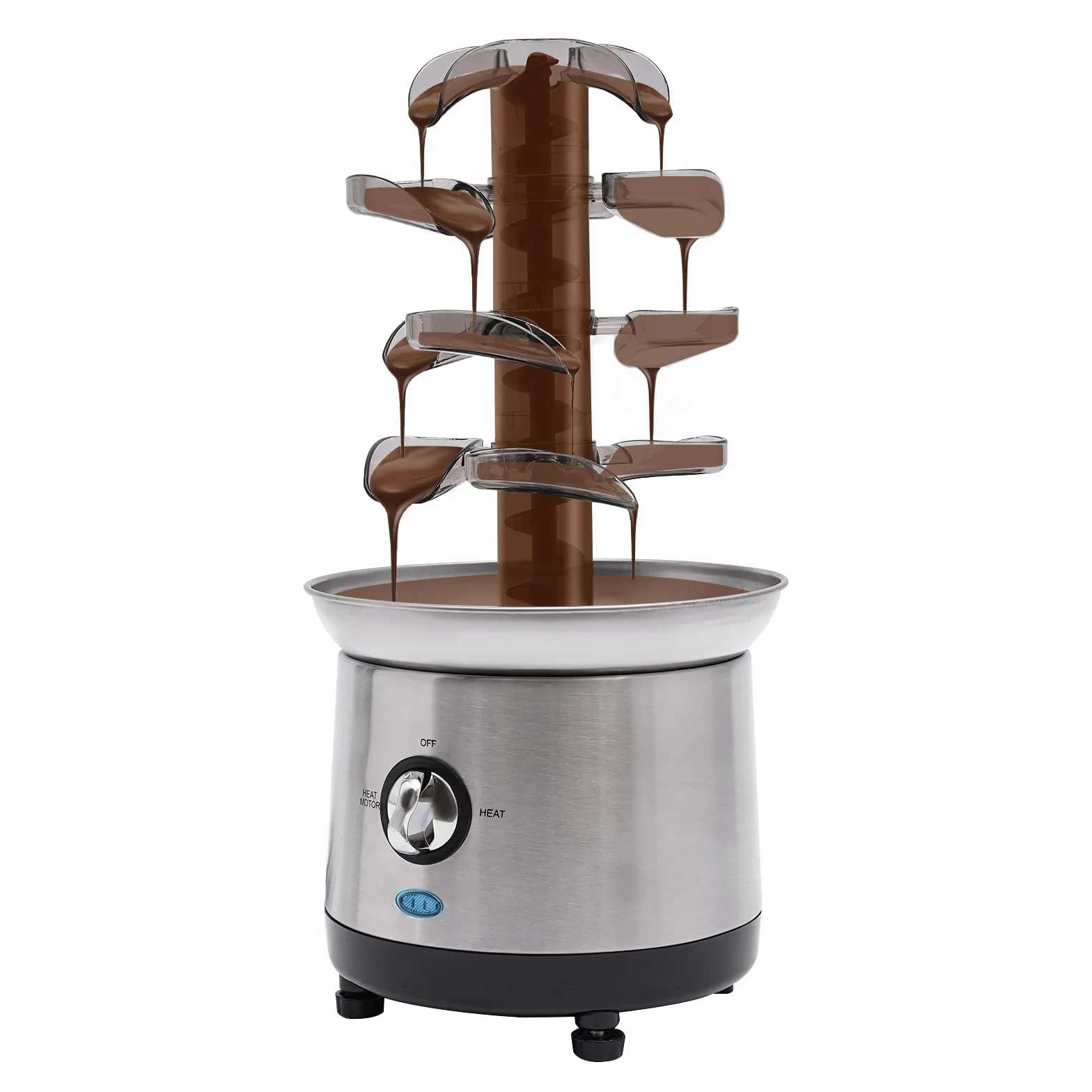 Fontana di cioccolato elettrica a 4 piani, fontana di cioccolato elettrica, torre di cioccolato, 1,2 litri, per immersione di tutti i tipi di frutta e biscotti