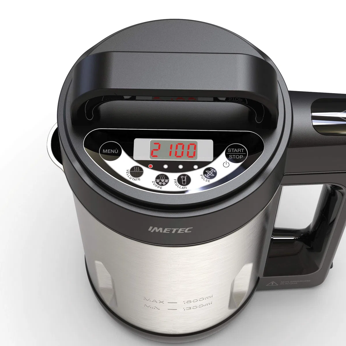 Imetec Sm 1000 Soup Maker, Cuoce E Frulla, 3 Programmi Automatici, Vellutate, Zuppe E Frullati, 6 Porzioni, Lame Seghettate Acciaio Inox, Con Ricettario, 900 W, 1.6 Litri