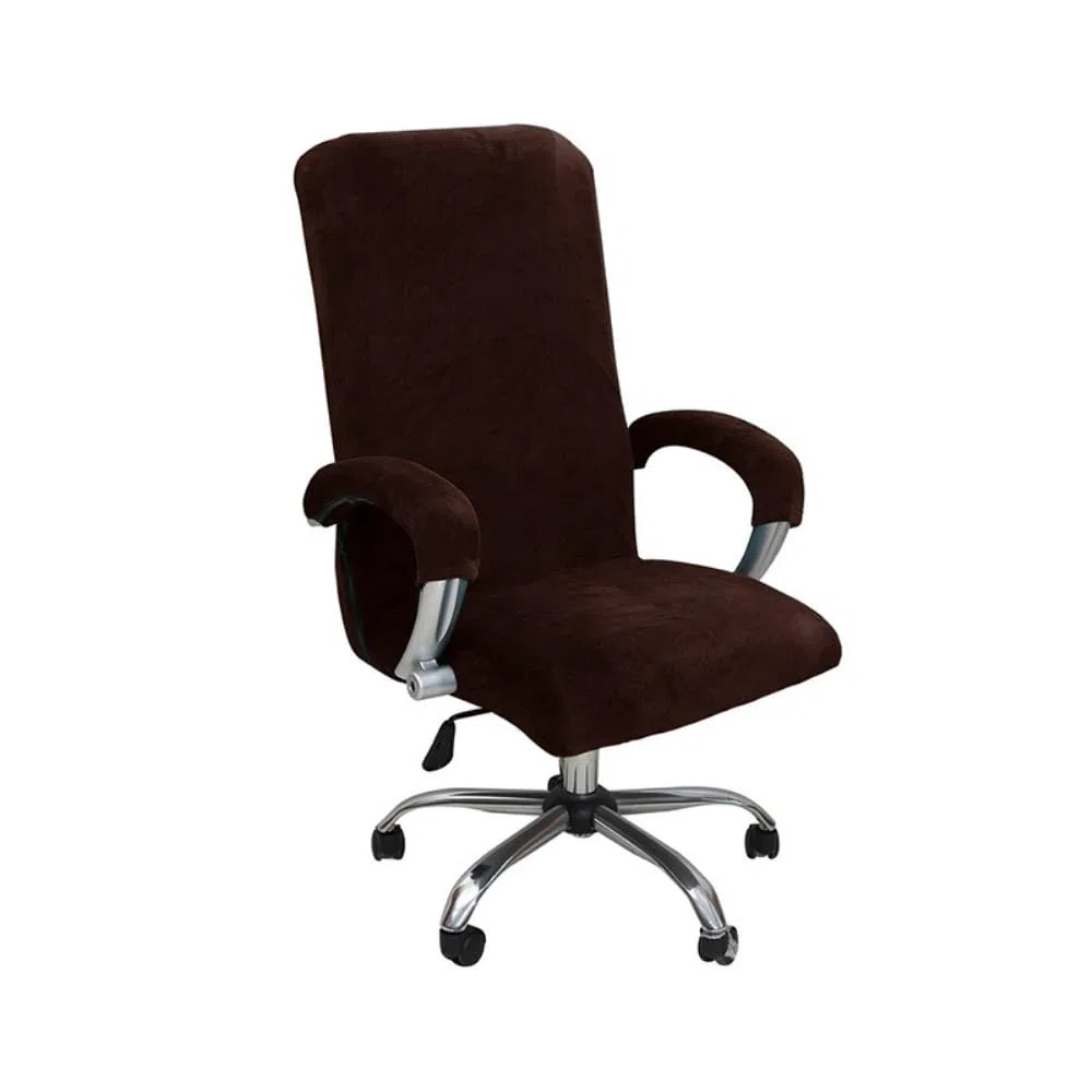 Rivestimento elasticizzato per sedia da ufficio, per computer, antipolvere, resistente all'usura, rimovibile, lavabile, per sedia da ufficio, per gaming, sedia da computer, marrone, XL