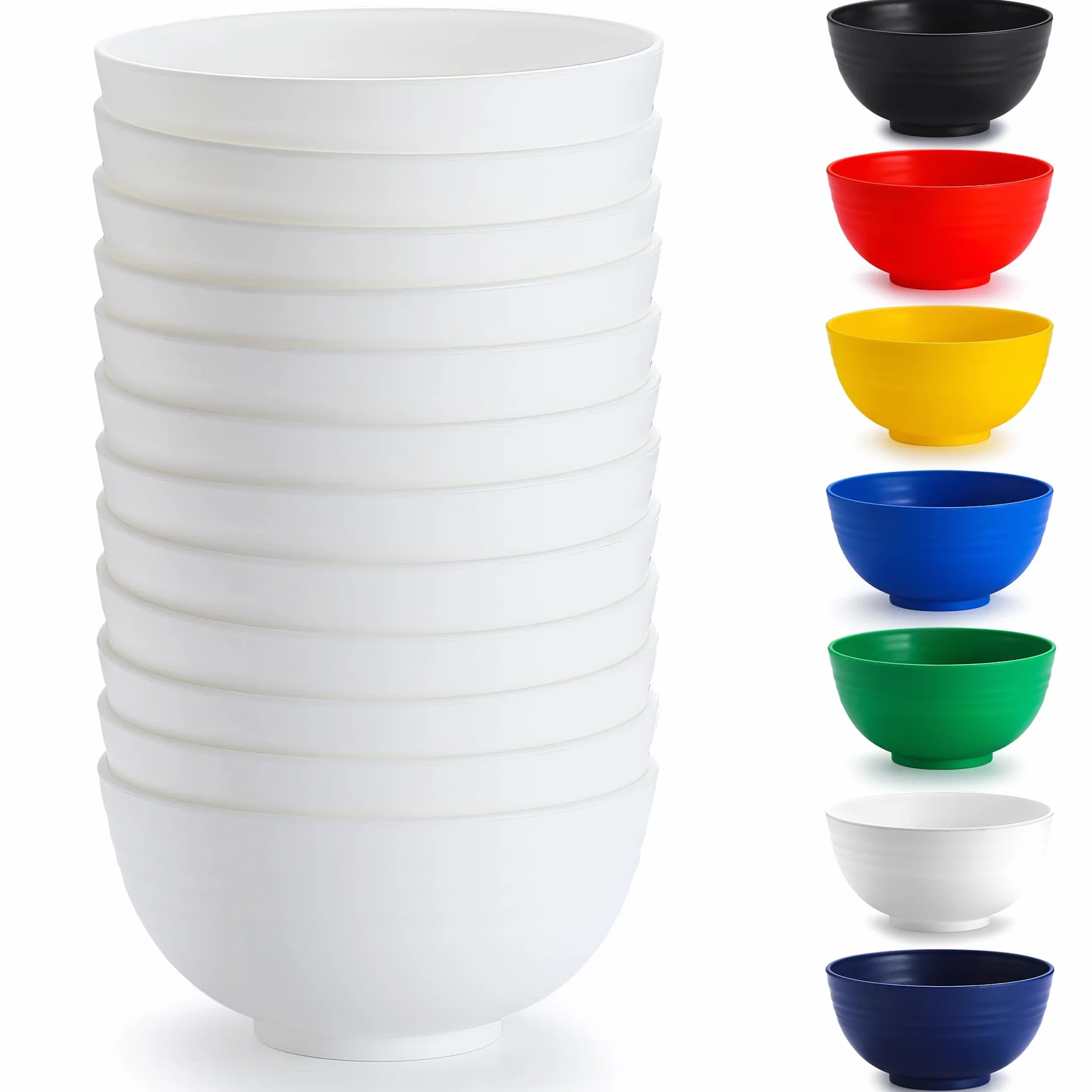 Berglander ciotole in plastica bianca da 12 pezzi 750ml, ciotola per ramen riutilizzabile, ciotole per zuppa, ciotola per cereali per casa, ristorante, giardino, picnic, campeggio, bordo piscina