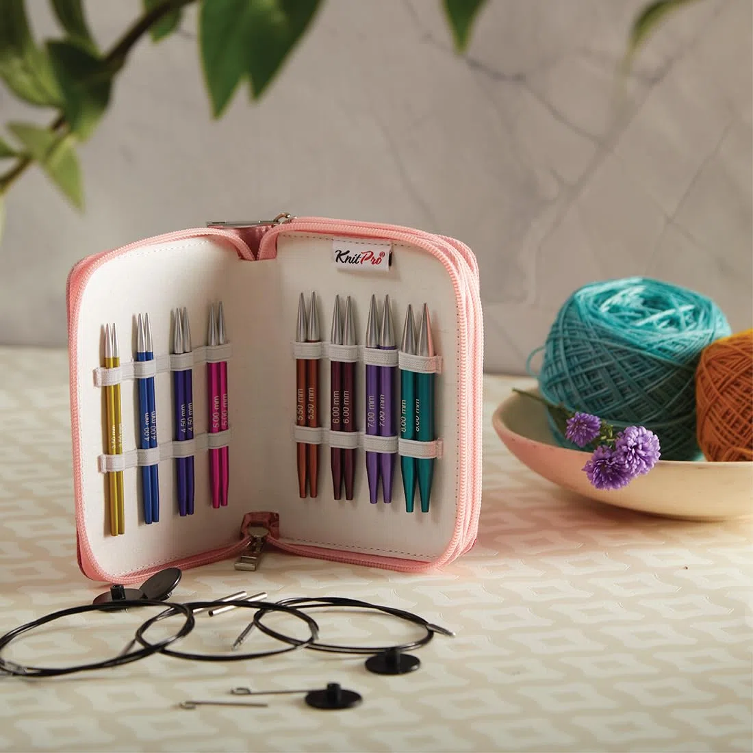 Set ferri da maglia KnitPro Zing, circolari, intercambiabili, punta corta speciale da 10 cm, set Deluxe
