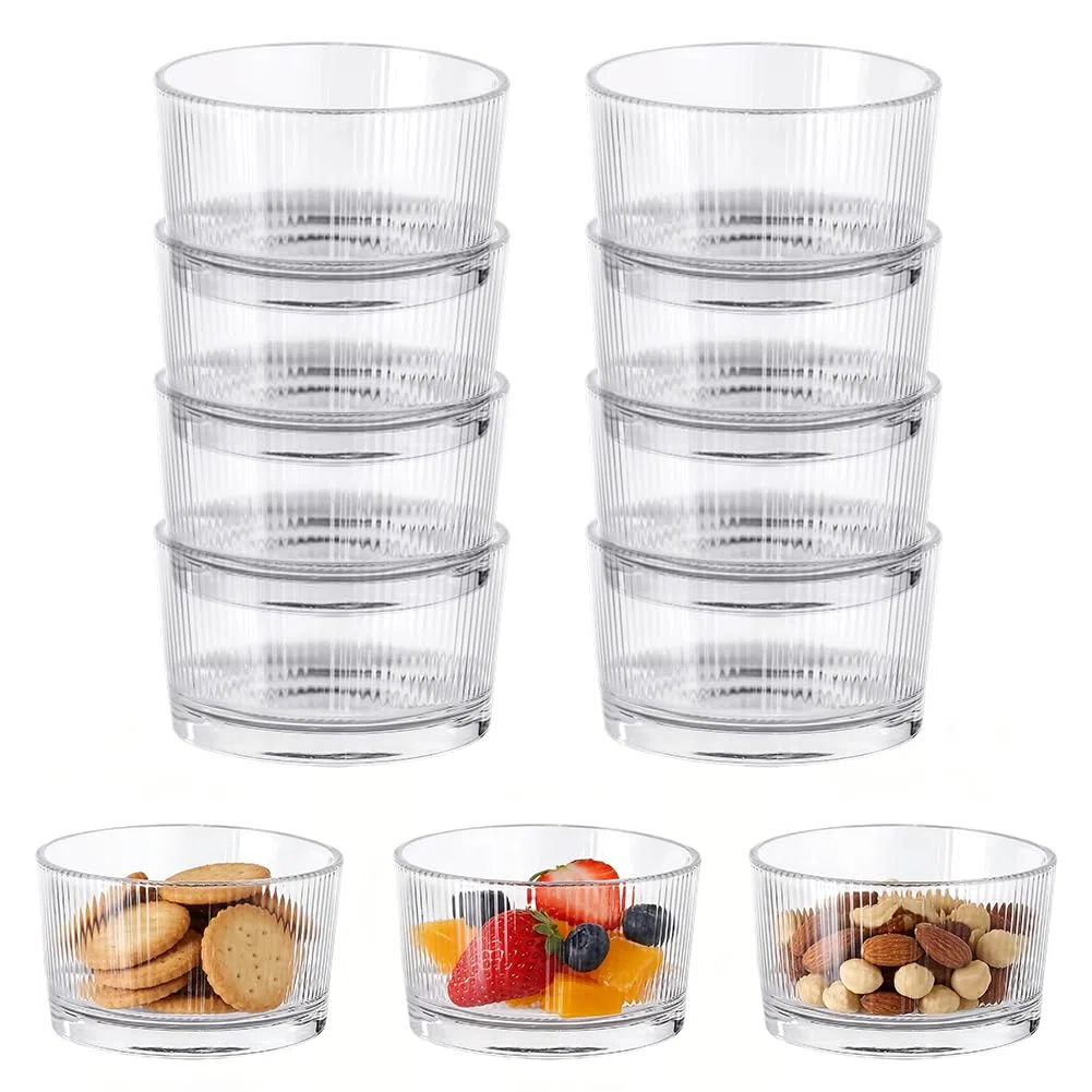 Set di 8 bicchieri da dessert trasparenti da 200 ml, in vetro, perfetti per tiramisu, panna cotta, budino e dessert a strati, ciotola in vetro lavabile in lavastoviglie