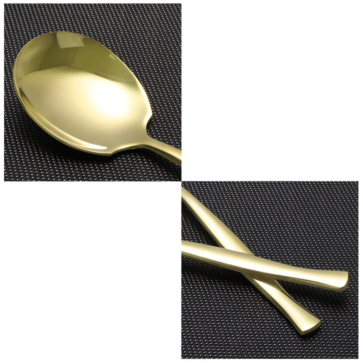 Teyyvn Set di 8 grandi cucchiai da portata acciaio inox, acciaio cucchiai grandi per servire, color oro