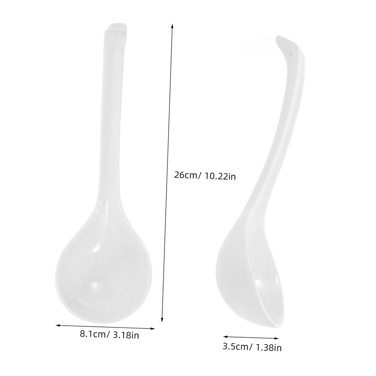 SOLUSTRE Mestolo da Zuppa in Porcellana Bianco da 10,6 Pollici, Impugnatura Comoda, Resistente a Microonde, per Servire Zuppe e Miso in Cucina