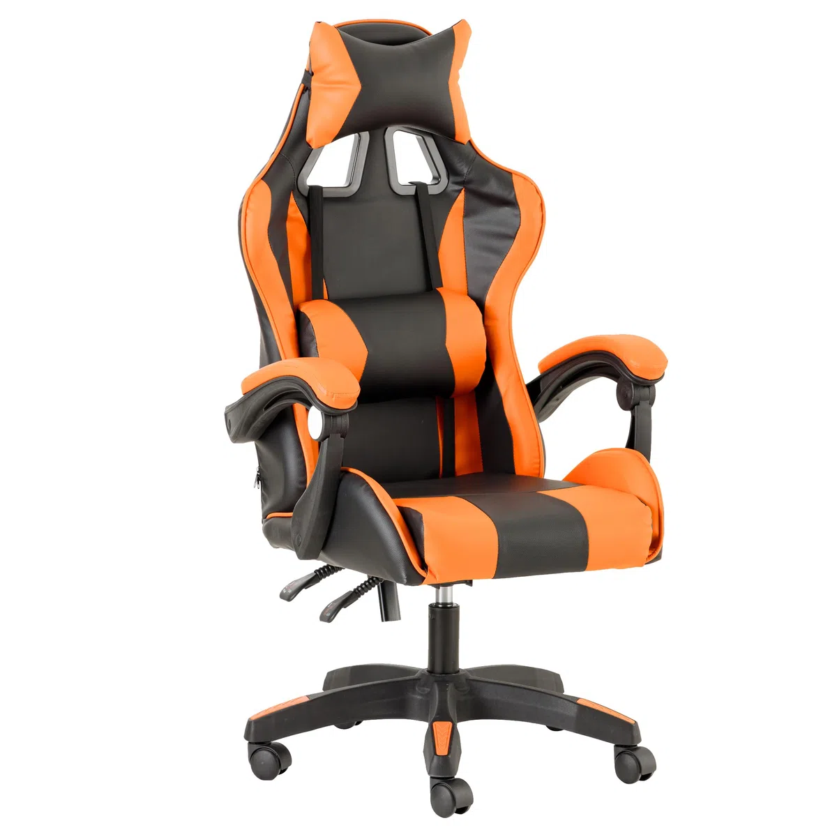 Baroni Home Sedia da Gaming, Sedia Ufficio Ergonomica con Schienale Regolabile, Poggiatesta e Supporto Lombare, Arancione