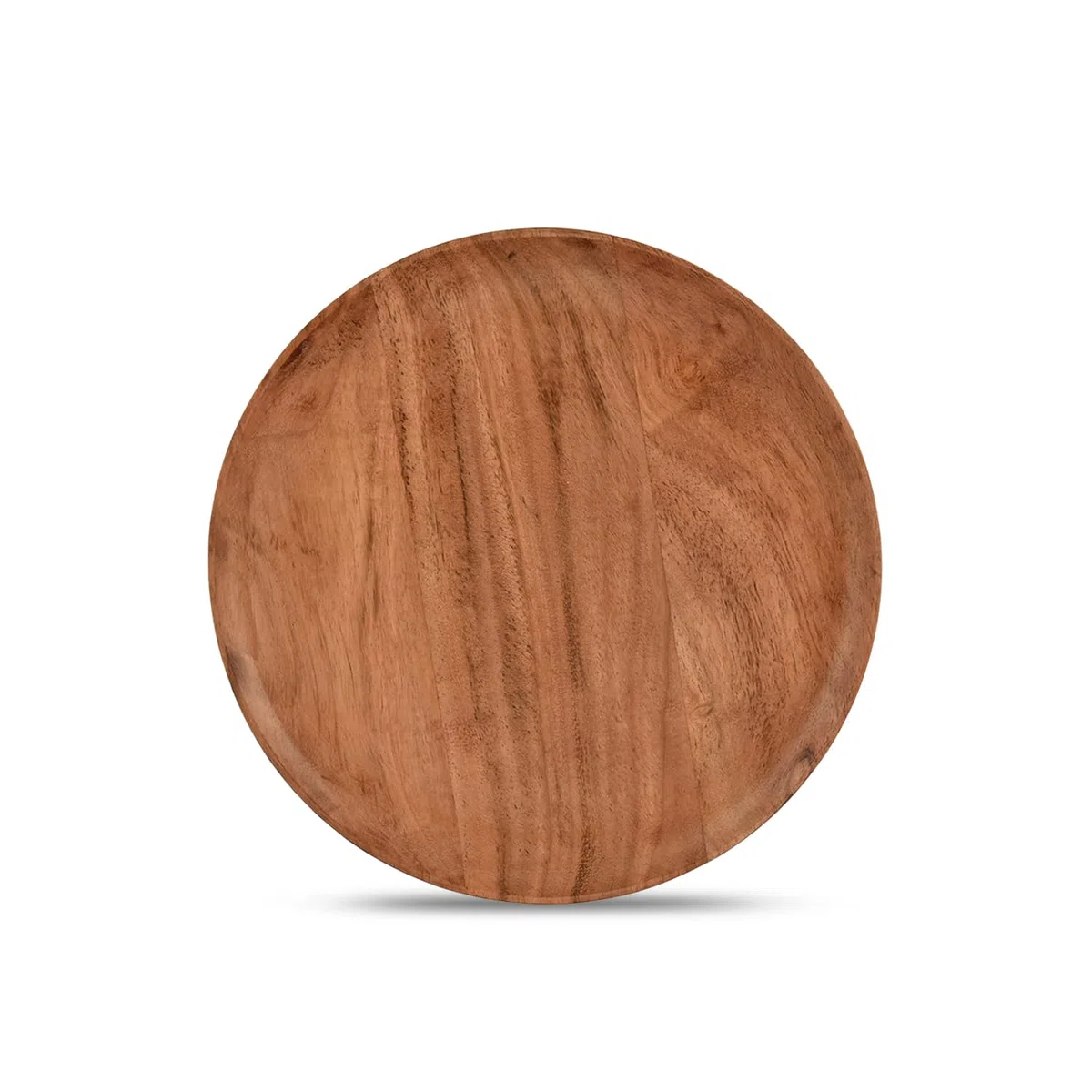 Samhita Set di 4 piatti rotondi in legno di acacia, per ottomana o tavolino, tagliere per salumi o formaggi per soggiorno (20,3 x 20,3 x 1,9 cm)