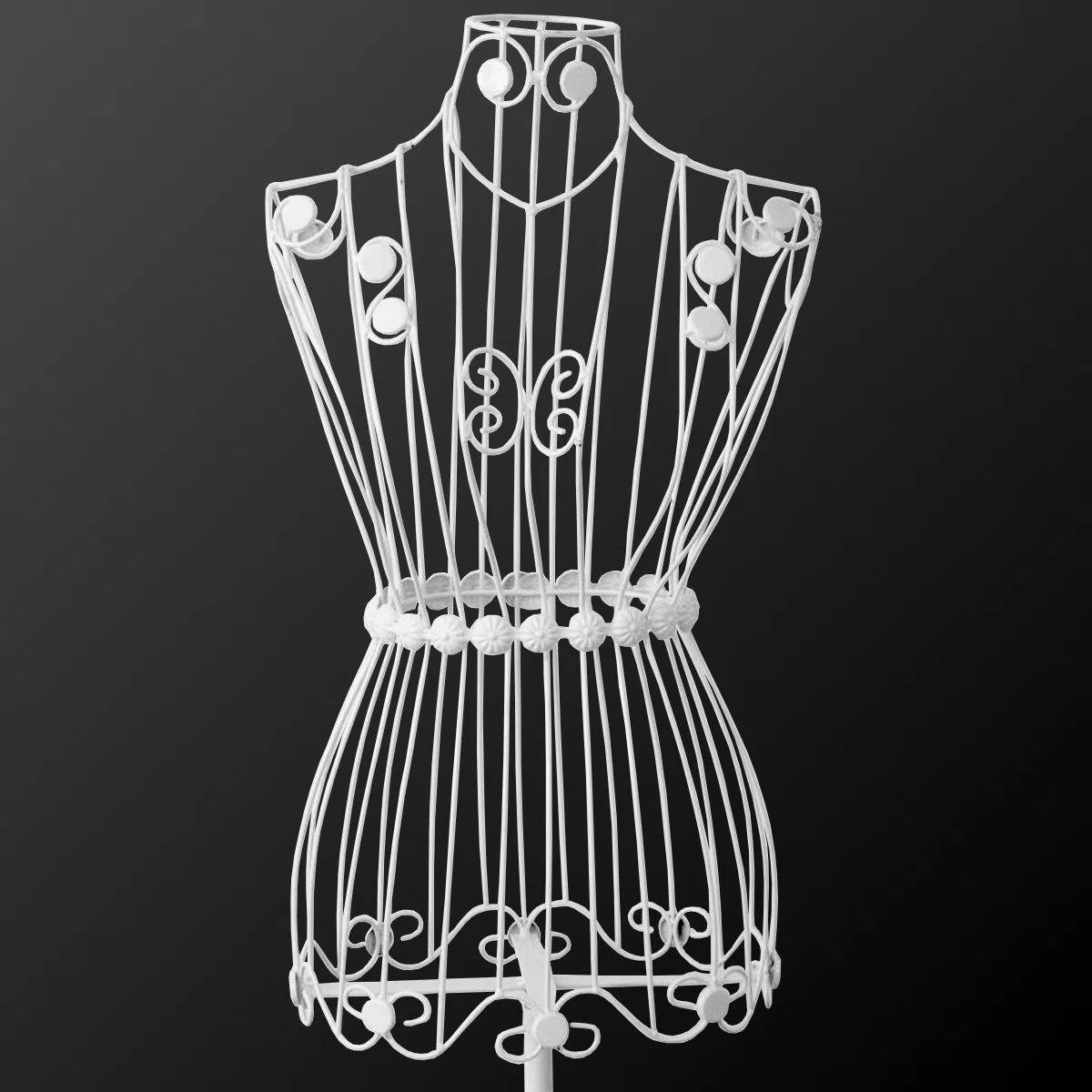 Manichino da sarto in metallo bianco P-670, stile vintage, look antico, busto in ferro