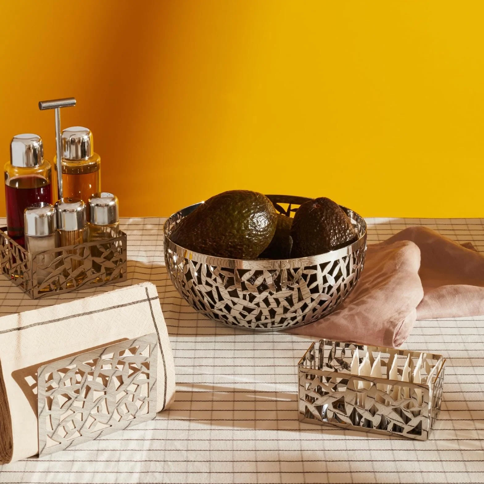 SIXRUN Porta di Ciotola da Frutta in Acciaio Inossidabile Grande Cesto Decorativo Moderno per Controsoffitto da, Organizzatore per Frutta e Verdura con Ampio Design a Livello di (20 cm)