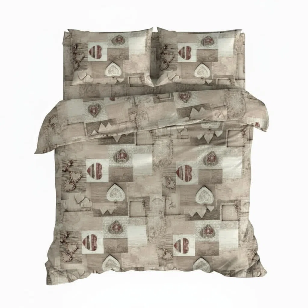 Diadema Completo Lenzuola Matrimoniali in Misto Cotone – Set Letto con Lenzuolo Sopra, Lenzuolo con Angoli e 2 Federe – Fantasia Cuori Shabby Chic Romantica, Morbido e Resistente (Cuori Rossi)