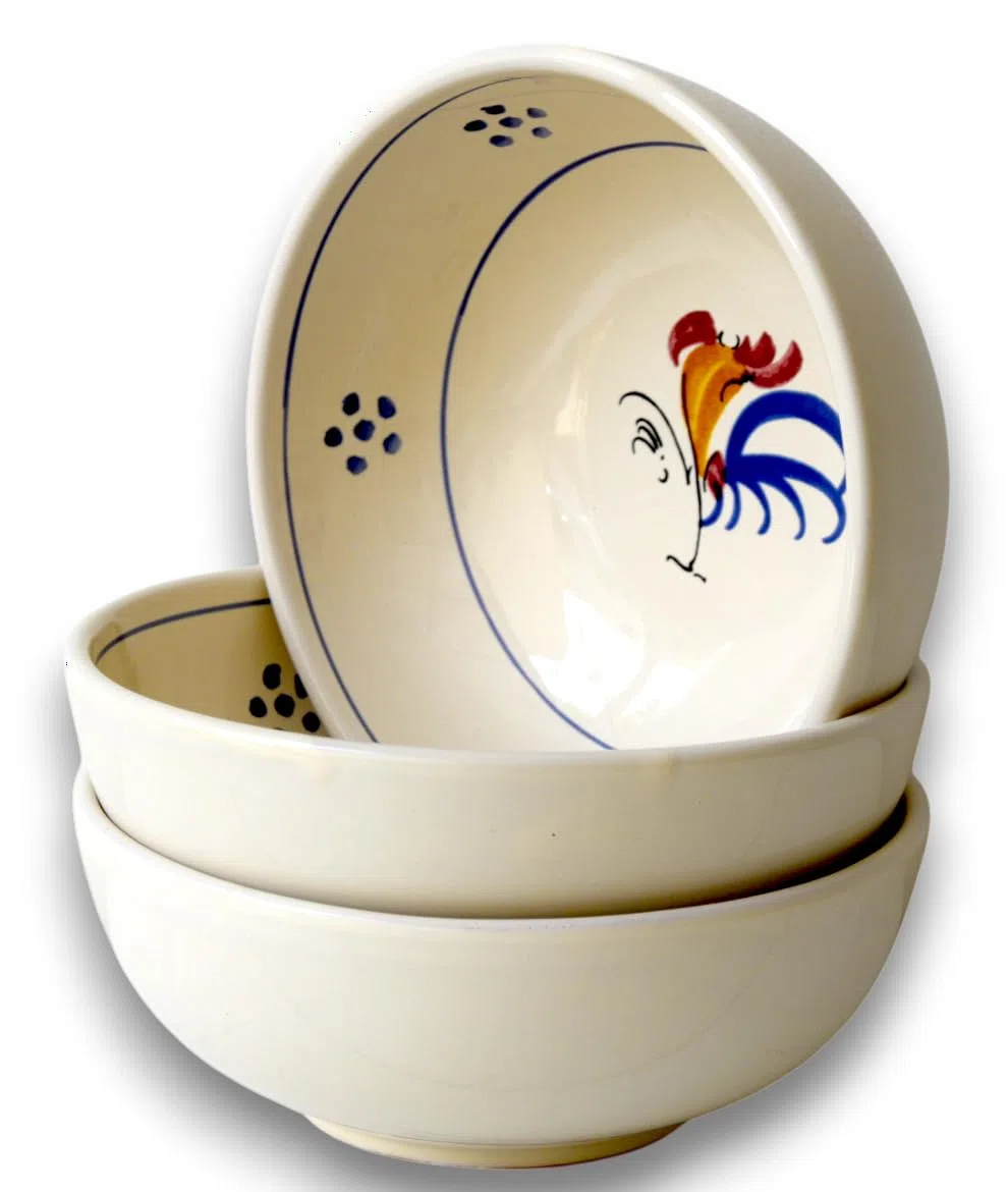 Fratelli Colì Ciotola in Ceramica con Galletto Pugliese Set da 3 Ciotole Ø12 cm Realizzata in Italia in Stile Rustico Tradizionale Per Zuppe Insalate Pasta