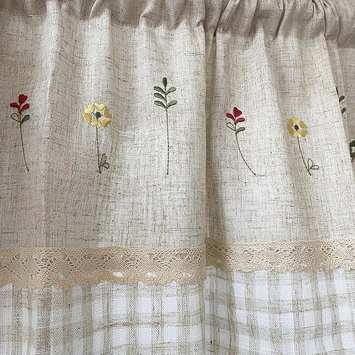 Tenda da Cucina Corta Stile Bistrot Retrò Elegante Sotto il Lavandino per Café, Camera da Letto, Soggiorno e Casa di Campagna - Una Pezzo
