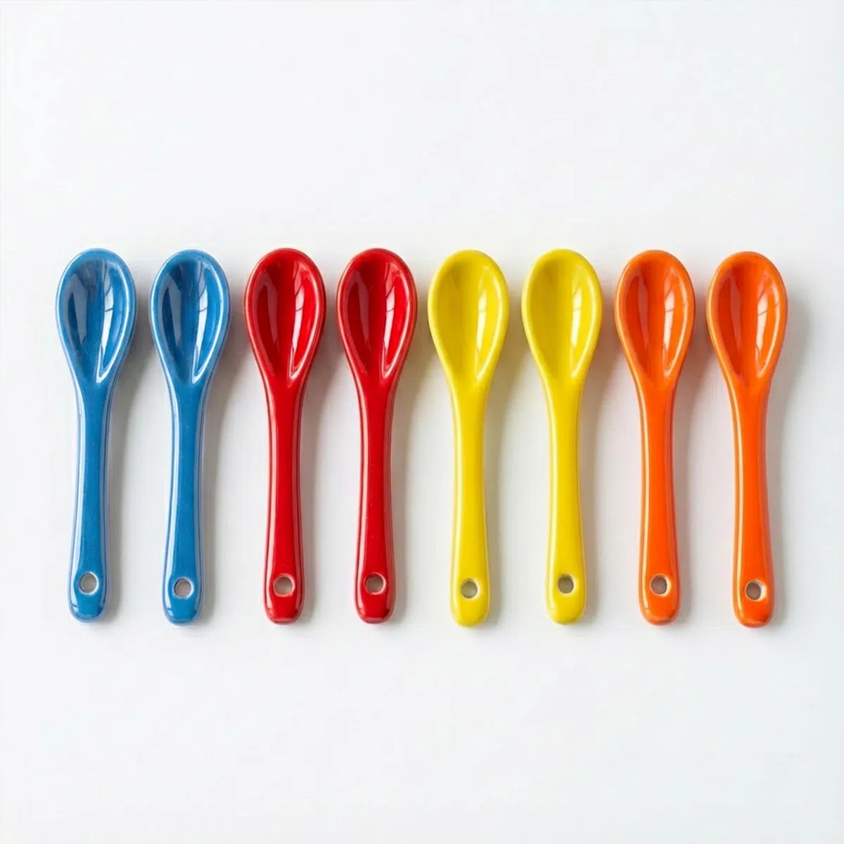 8 cucchiaini piccoli per spezie, cucchiaini in ceramica da 8,9 cm, per barattoli di spezie, cucchiaini da espresso, mini cucchiai per condimento per caffè, zucchero, polvere e pepe (colorati)