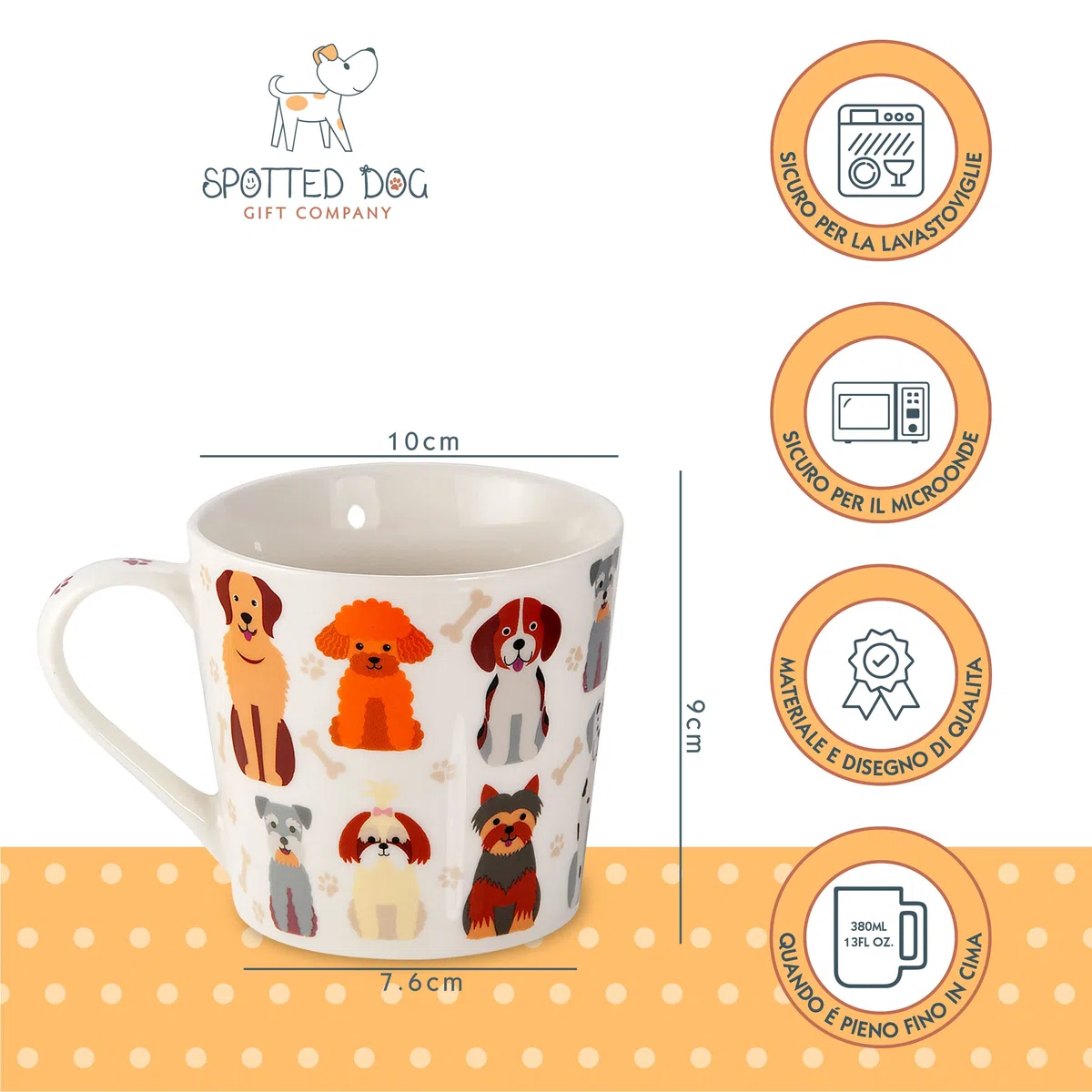 SPOTTED DOG GIFT COMPANY Set di Tazze da Caffè con Cani, Set di Tazze Grandi, Tazze Colazione da Caffè Tè in Ceramica con Carino Cani, 2 Pezzi, Regalo per Donne Uomini
