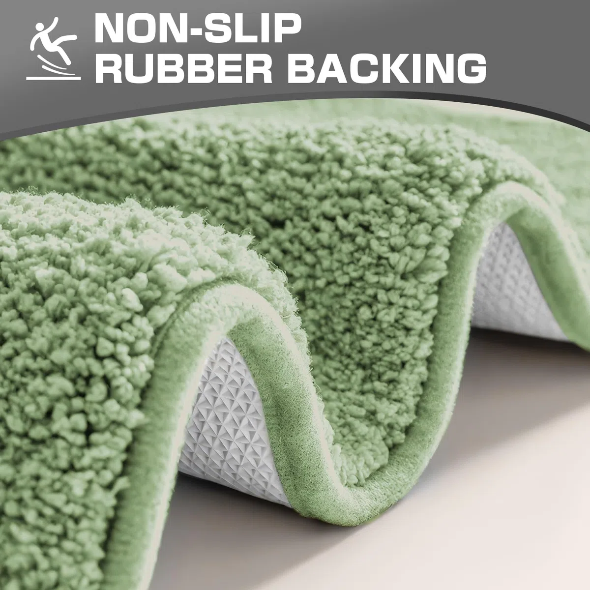 wyewye Tappetini da bagno in microfibra, super spessi 2 cm, tappeti da bagno super assorbenti 50 x 80 cm e 40 x 60 cm, verde chiaro