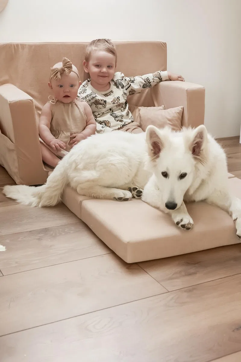 Flumi Personalizzato Divanetto Bambini con Funzione Sleep - 3 in 1 | Divani Piccoli | Divano Bambini | Colore: (Beige)