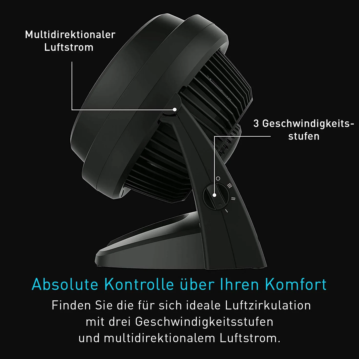 Vornado 630-EU - Ventilatore a pavimento, Tecnologia Vortex, Nero, 34,5 x 22 x 30,4 cm