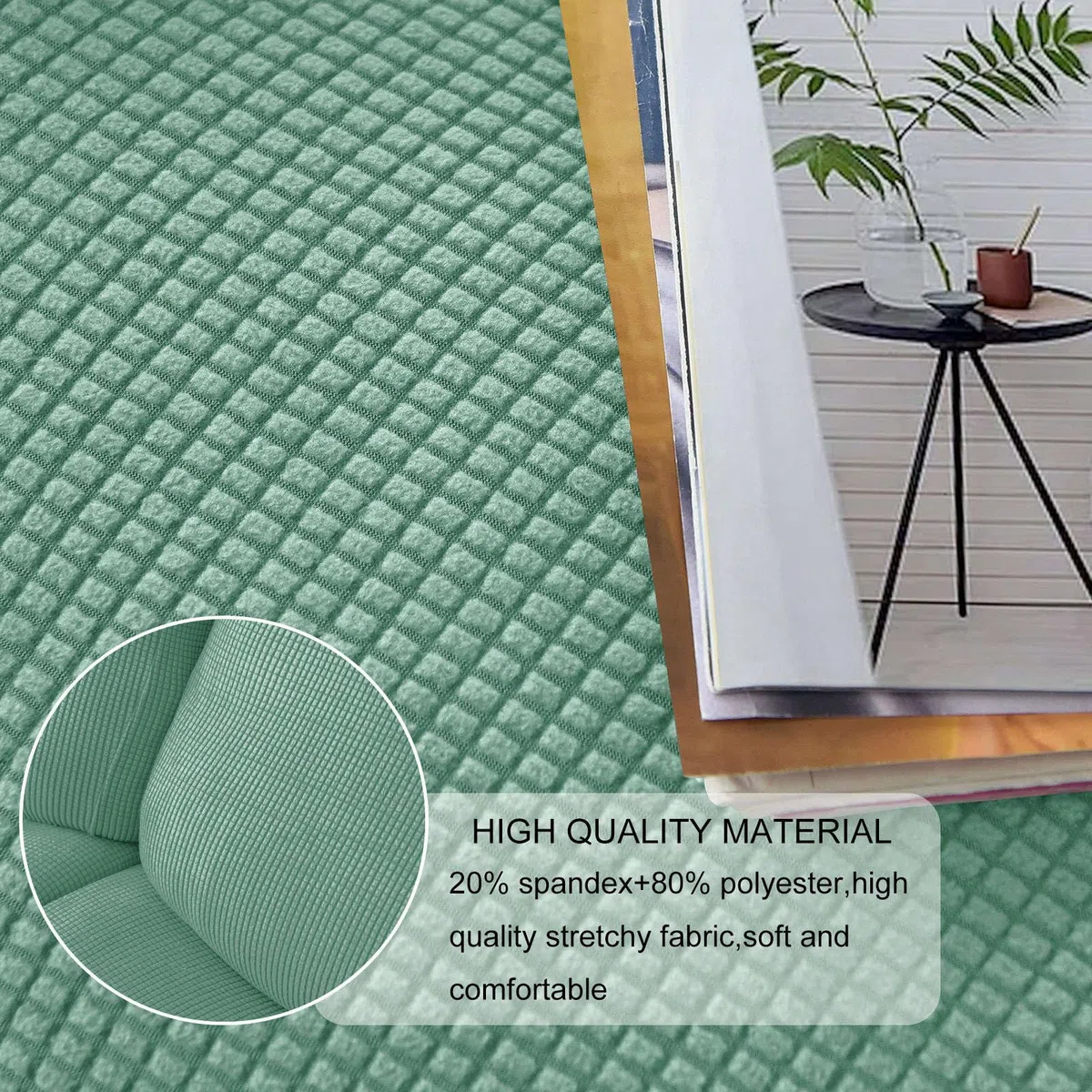 Elastico 4-Pezzo Copripoltrona Relax Reclinabile 1 Posto, Morbido Jacquard Tessuto Copripoltrona Relax Reclinabile Elettrica Con Tasche(Verde,1 posto)