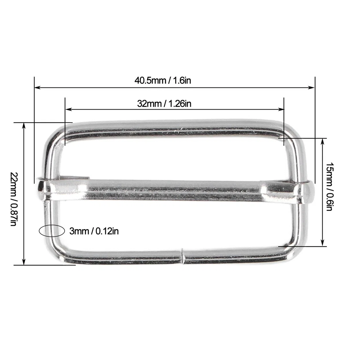 50 Pezzi Fibbia Scorrevole Regolabile in Metallo 2,8/3 mm Cinturini con Fibbia Rettangolare Cinturini Hardware Sostituire Fibbie di Ferro per Abbigliamento Borsa Fai da Te(3x32x15mm)