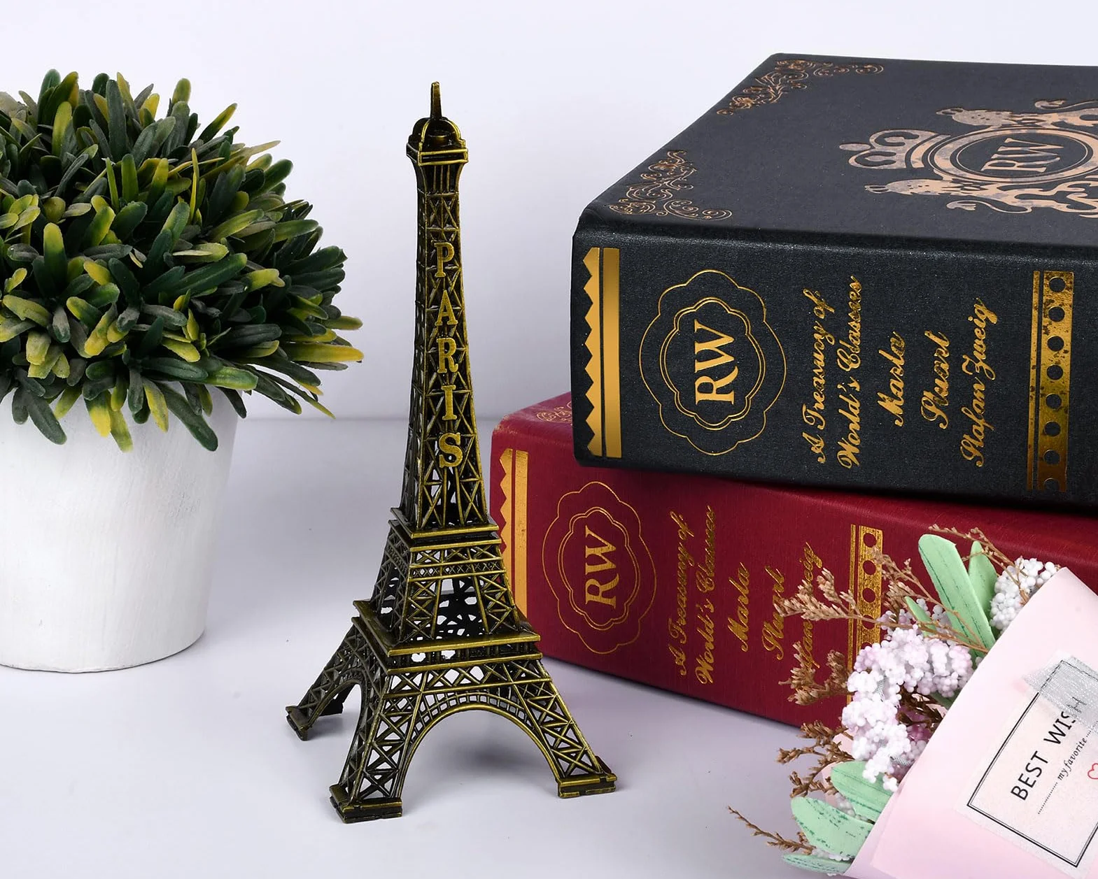 DSstyles Torre Eiffel Torre Statua Metallica Figurine per Souvenir - 32cm