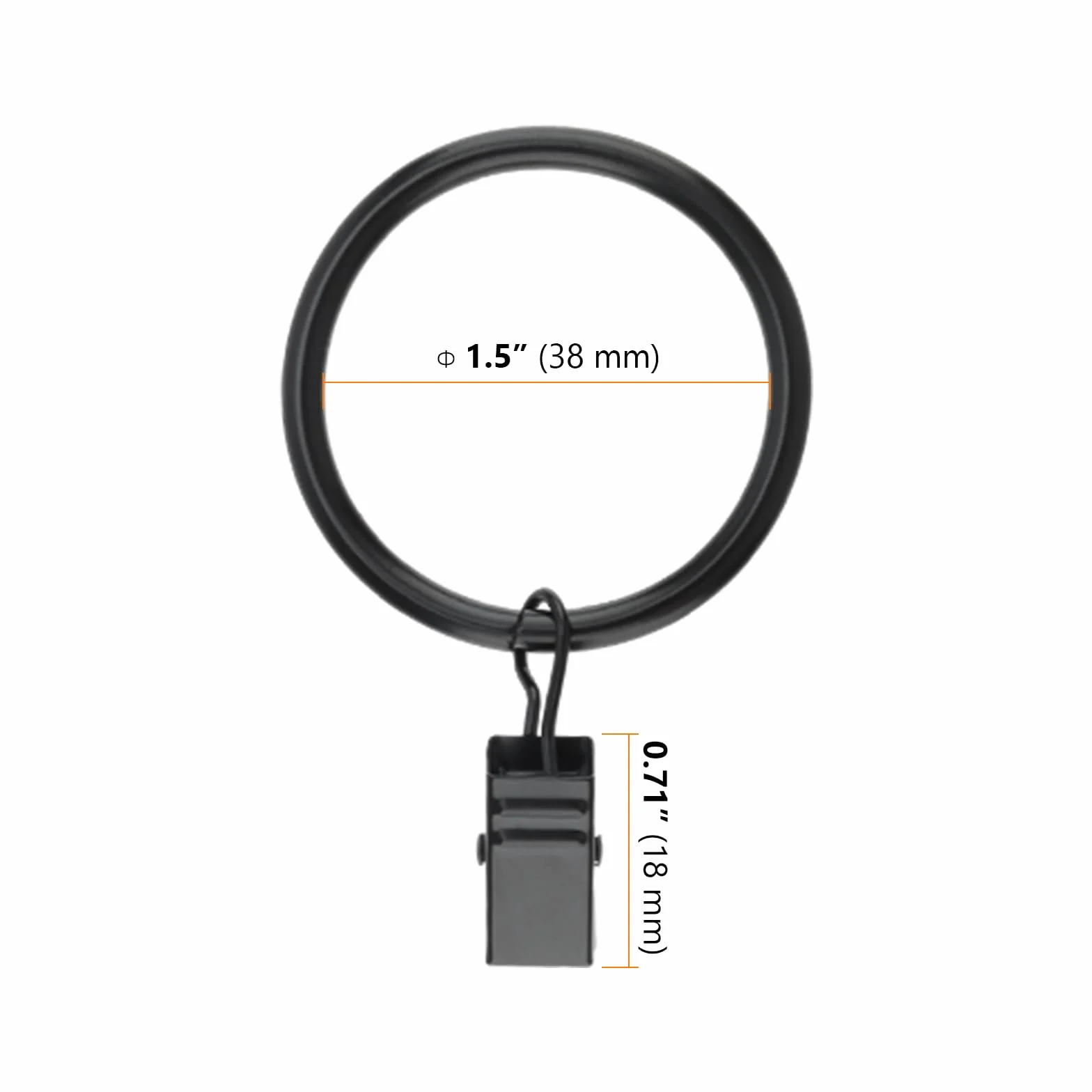 40 Anelli Per Tende Con Clip Da 38 mm, Clip Con Anello In Metallo Nero Per Tende Da Doccia, Finestre E Aste, Antiruggine