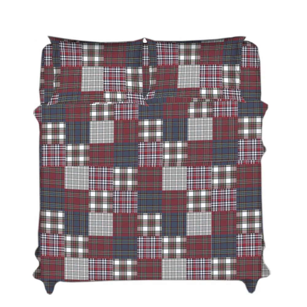 INTRECCI Set Lenzuola Singolo in Cotone, Stampa Alta Qualità, Lenzuolo Sotto + Lenzuolo Sopra + 1 Federe, Lenzuola Natalizie, per Pelli Sensibili, non Stringe in Lavatrice. Fantasia: Tartan