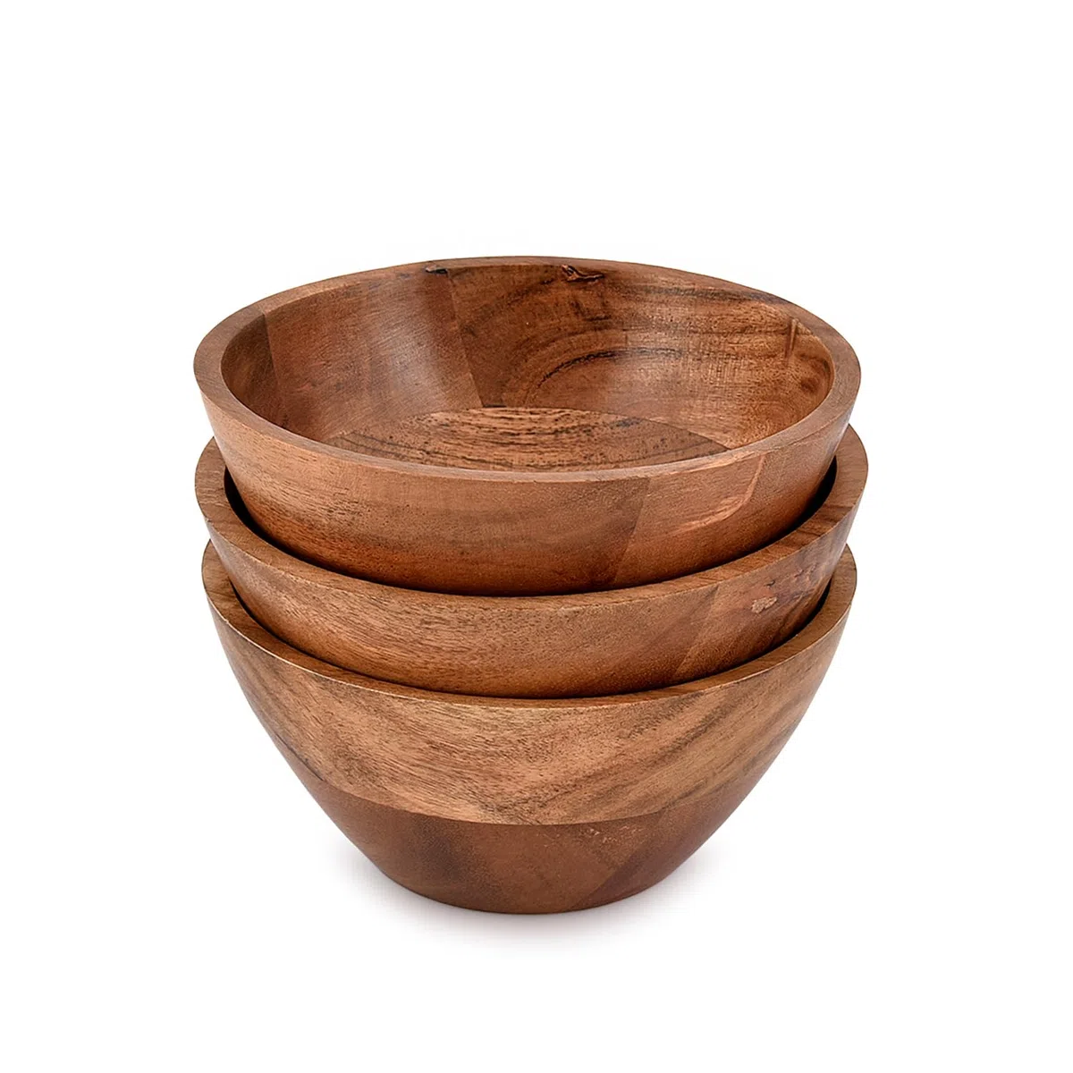 Acacia - Set di 3 ciotole in legno per piatti da cucina per intrattenimento, piccole ciotole da snack, da cucina, da servire in legno (15,24 cm x 15,24 cm x 6,98 cm)