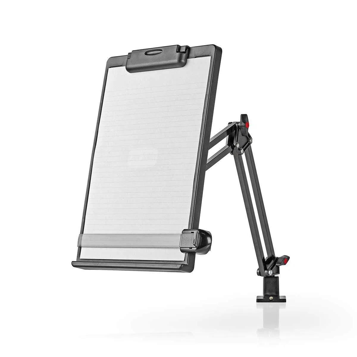 NEDIS Portadocumenti ergonomico | Completamente mobile | Supporto da tavolo | Nero Grigio/Nero, ERGOCH300BK