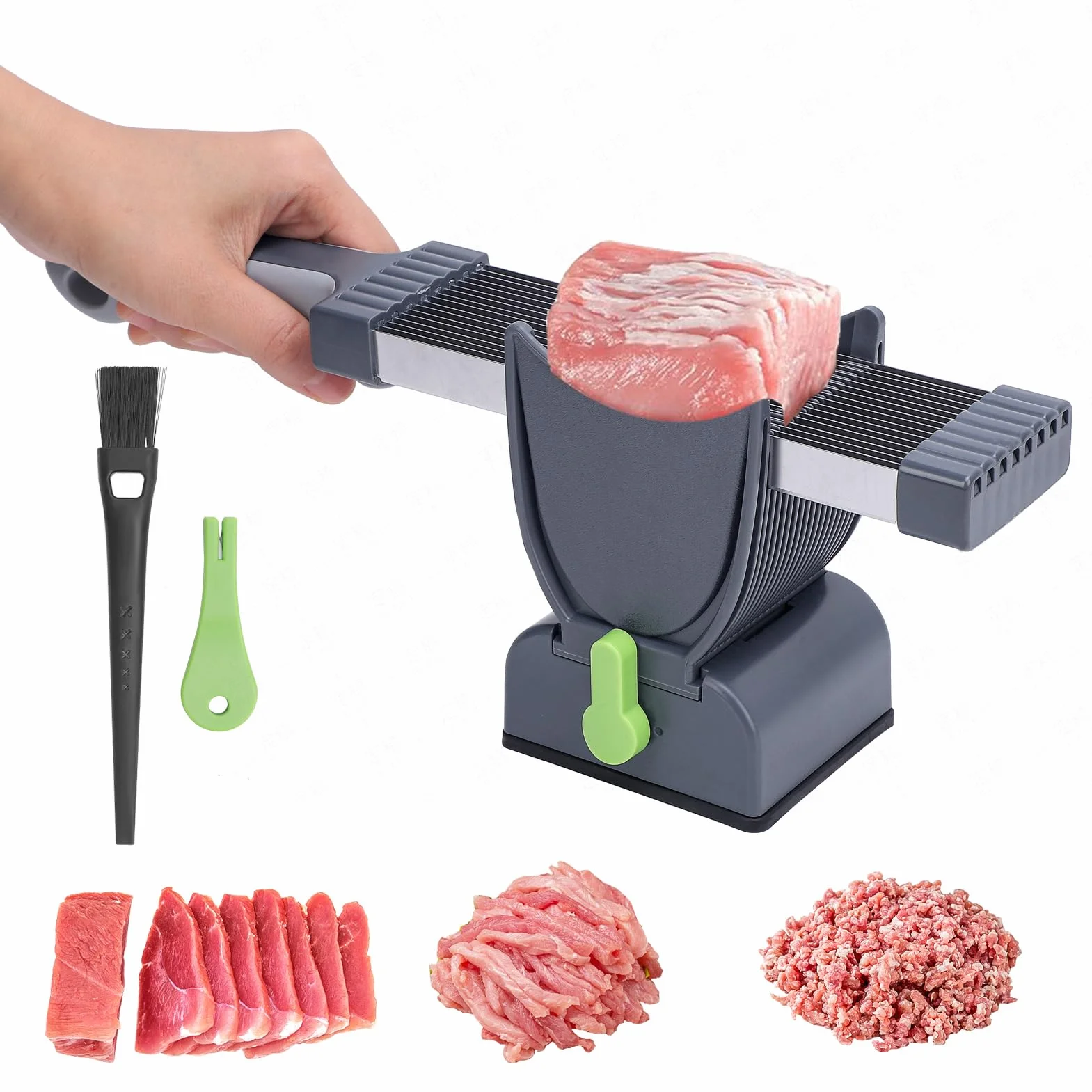 Taglierina manuale per carne 17 in 1, spessore regolabile, 2 o 4 mm, in acciaio inox, frantumazione alimentare, non per carne congelata o