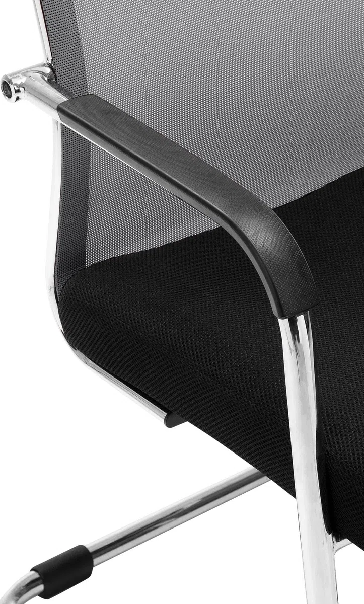 CLP Sedia Cantilever Con Braccioli Brenda I Sedia Sbalzo In Rete E Metallo I Sedia Ospiti Conferenze Imbottita I Sedia Ufficio Max Carico 110 KG, Colore:grigio