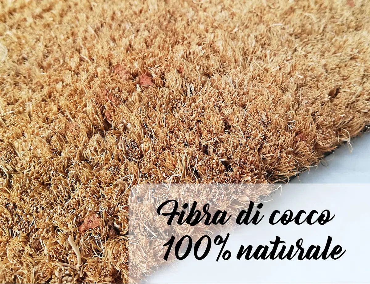 Banzaii Zerbino Ingresso Casa in Fibra di Cocco 40x70 cm, Tappeto Porta con Base Antiscivolo, Resistente e Ideale per Interno ed Esterno - Welcome Gattino