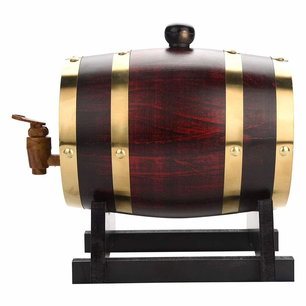 Botte di quercia, 1,5 l, stile vintage, legno di quercia, invecchiamento, vino, spirito, whisky, con rubinetto per birra, whisky, rum Port